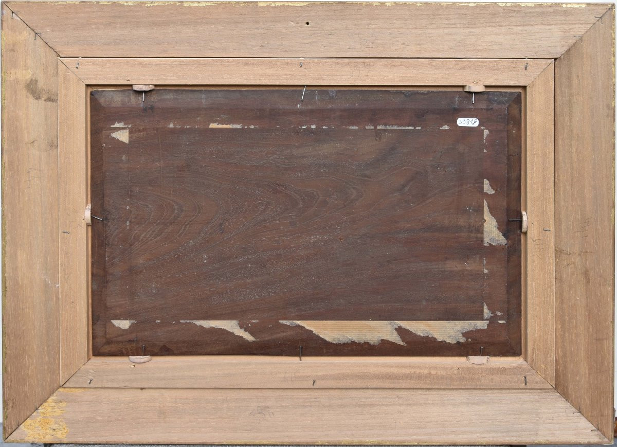 Albert Charles PHILIPPON "Cour de ferme" 1886 huile sur toile 26x40-photo-3